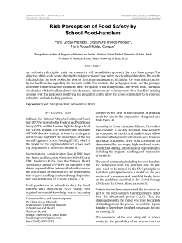 Risk Perception of Food Safety by School Food-handlers