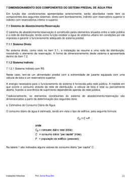 7. dimensionamento dos componentes do sistema predial de &aacute;gua fria