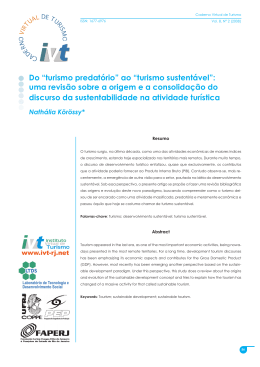 Do &ldquo;turismo predat&oacute;rio&rdquo; ao &ldquo;turismo sustent&aacute;vel