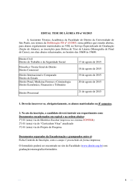 EDITAL TESE DE L&Aacute;UREA FD n&ordm; 01/2015 A Assistente T&eacute;cnica
