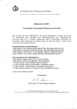 Despacho &ndash; Comiss&atilde;o Parit&aacute;ria - Academia das Ci&ecirc;ncias de Lisboa