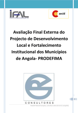 rojecto de Desenvolvimento Local e Fortalecimento Institucional dos
