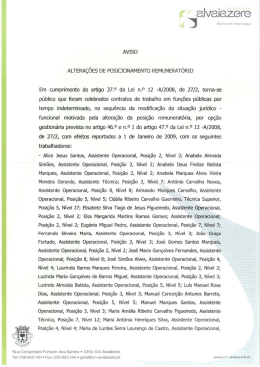 aviso posições remuneratórias - Câmara Municipal de Alvaiázere