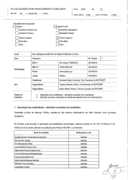 Ata n.º 3 - Apreciação candidaturas – Admissão e exclusão