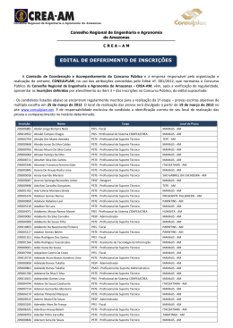 EDITAL DE DEFERIMENTO DE INSCRIÇÕES