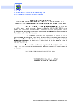 Edital n. 3/2013 - Isen&ccedil;&atilde;o da Taxa de Inscri&ccedil;&atilde;o