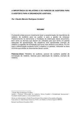 Relatório Professor Cláudio Marcelo