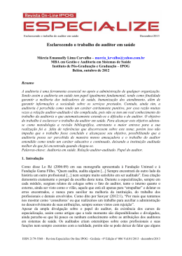 Esclarecendo o trabalho do auditor em sa&uacute;de