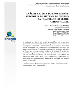AN&Aacute;LISE CR&Iacute;TICA DO PROCESSO DE AUDITORIA DE