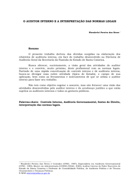 O AUDITOR INTERNO E A INTERPRETA&Ccedil;&Atilde;O DAS NORMAS LEGAIS