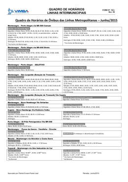 Quadro de Hor&aacute;rios de &Ocirc;nibus das Linhas Metropolitanas