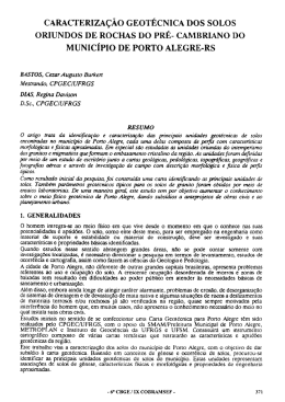 cARACTERIzAÇÃO GEOTÉCNICA DOS sOLOs