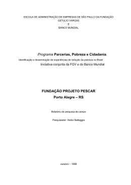 Funda&ccedil;&atilde;o Projeto Pescar - A&ccedil;&atilde;o Social & Pol&iacute;ticas P&uacute;blicas