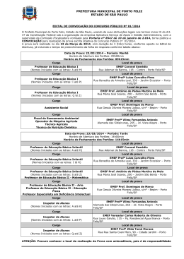 CONCURSO PÚBLICO Nº 01/2014 - Prefeitura Municipal de Porto