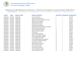 Primeira Convoca&ccedil;&atilde;o da Lista de Espera SiSU 2015-1