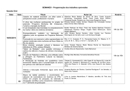 SEMANEX - Programa&ccedil;&atilde;o dos trabalhos aprovados Sess&atilde;o