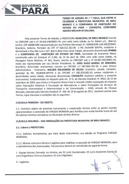 Termo de Adesão n° 009/2014 - PMBB / COHAB