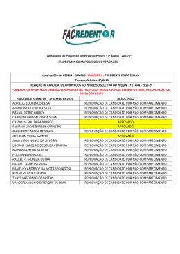 Candidatos aprovados 1ª etapa PROUNI 2015-2