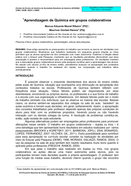 Aprendizagem de Qu&iacute;mica em grupos colaborativos