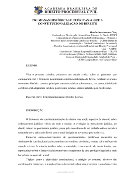 premissas hist&oacute;ricas e te&oacute;ricas sobre a constitucionaliza&ccedil;&atilde;o do direito