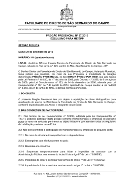 Edital - Faculdade de Direito de S&atilde;o Bernardo do Campo