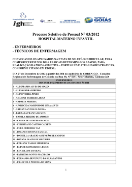 Processo Seletivo de Pessoal N&deg; 03/2012 HOSPITAL