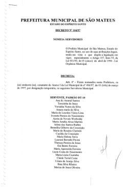 Decreto N&ordm; 104 / 1997 - Prefeitura de S&atilde;o Mateus