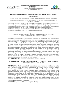 uso de agroqu&iacute;micos e epi`s por agricultores no munic&iacute;pio de