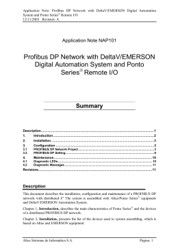 Profibus DP Network with DeltaV/EMERSON Digital