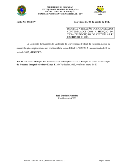Edital N&ordm; 057-12 Contemplados com Isen&ccedil;&atilde;o do Vestibular 2013