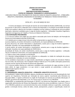 Edital de Abertura - C&acirc;mara dos Deputados