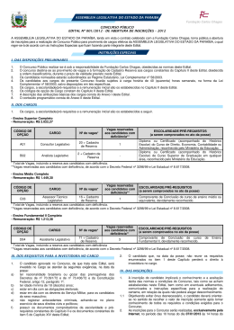 Edital - Assembleia Legislativa da Para&iacute;ba