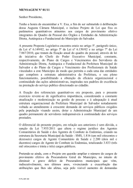 PROJETO DE LEI N&ordm; 01/06 - C&acirc;mara Municipal de Salvador-BA