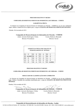 Gabarito da Prova e Resultado de Classificação dos