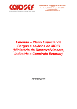 Emenda &ndash; Plano Especial de Cargos e sal&aacute;rios do MDIC
