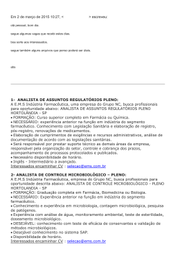 Diversas vagas em 14 empresas (recebidas em 02mar15)