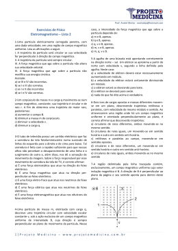 Exerc&iacute;cios de F&iacute;sica Eletromagnetismo &ndash; Lista 2