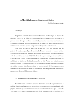 A Mobilidade como objecto sociol&oacute;gico