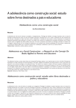 A adolesc&ecirc;ncia como constru&ccedil;&atilde;o social: estudo sobre
