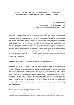 Aposentei e agora?: um estudo acerca dos aspectos