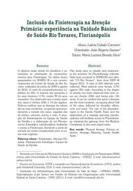 Inclus&atilde;o da Fisioterapia na Aten&ccedil;&atilde;o Prim&aacute;ria