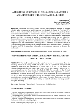 A PERCEP&Ccedil;&Atilde;O DO USU&Aacute;RIO DA ATEN&Ccedil;&Atilde;O PRIM&Aacute;RIA SOBRE O