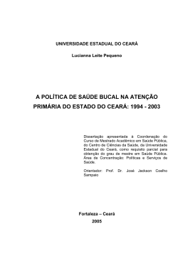 A POL&Iacute;TICA DE SA&Uacute;DE BUCAL NA ATEN&Ccedil;&Atilde;O PRIM&Aacute;RIA