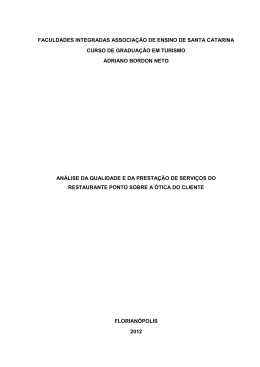 An&aacute;lise da Qualidade e da Presta&ccedil;&atilde;o de Servi&ccedil;os do Restaurante