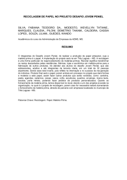 Reciclagem De Papel No Projeto Desafio Jovem Peniel