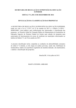 Divulga&ccedil;&atilde;o Resultado Edital IES