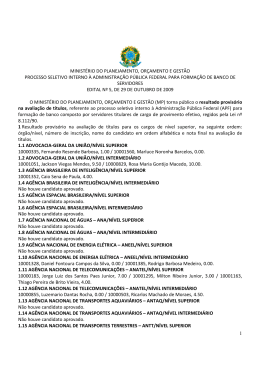 Edital n&deg;5 - Resultado provis&oacute;rio na avalia&ccedil;&atilde;o de