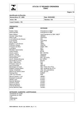 ATA DA 13&ordf; REUNI&Atilde;O ORDIN&Aacute;RIA CBAC