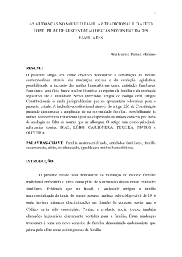 AS MUDAN&Ccedil;AS NO MODELO FAMILIAR TRADICIONAL