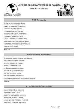 LISTA DOS ALUNOS APROVADOS DO PLANETA UFG 2011
